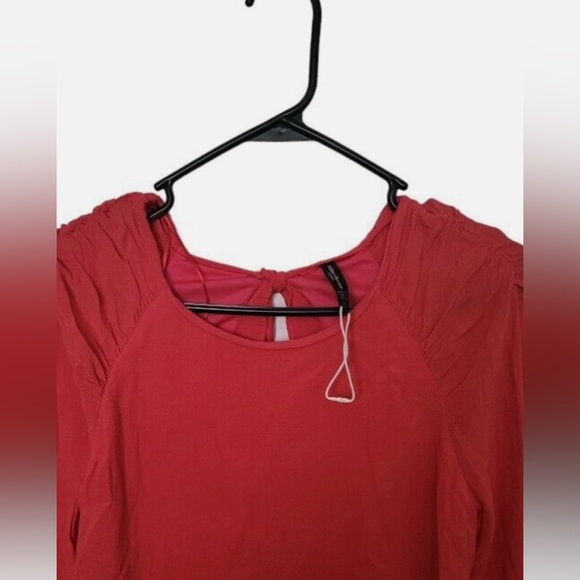 ZARA NWOT Womens Medium Collection Red Open Back Dress Ruffles Long Sleeve. ❤️ - Picture 4 of 7